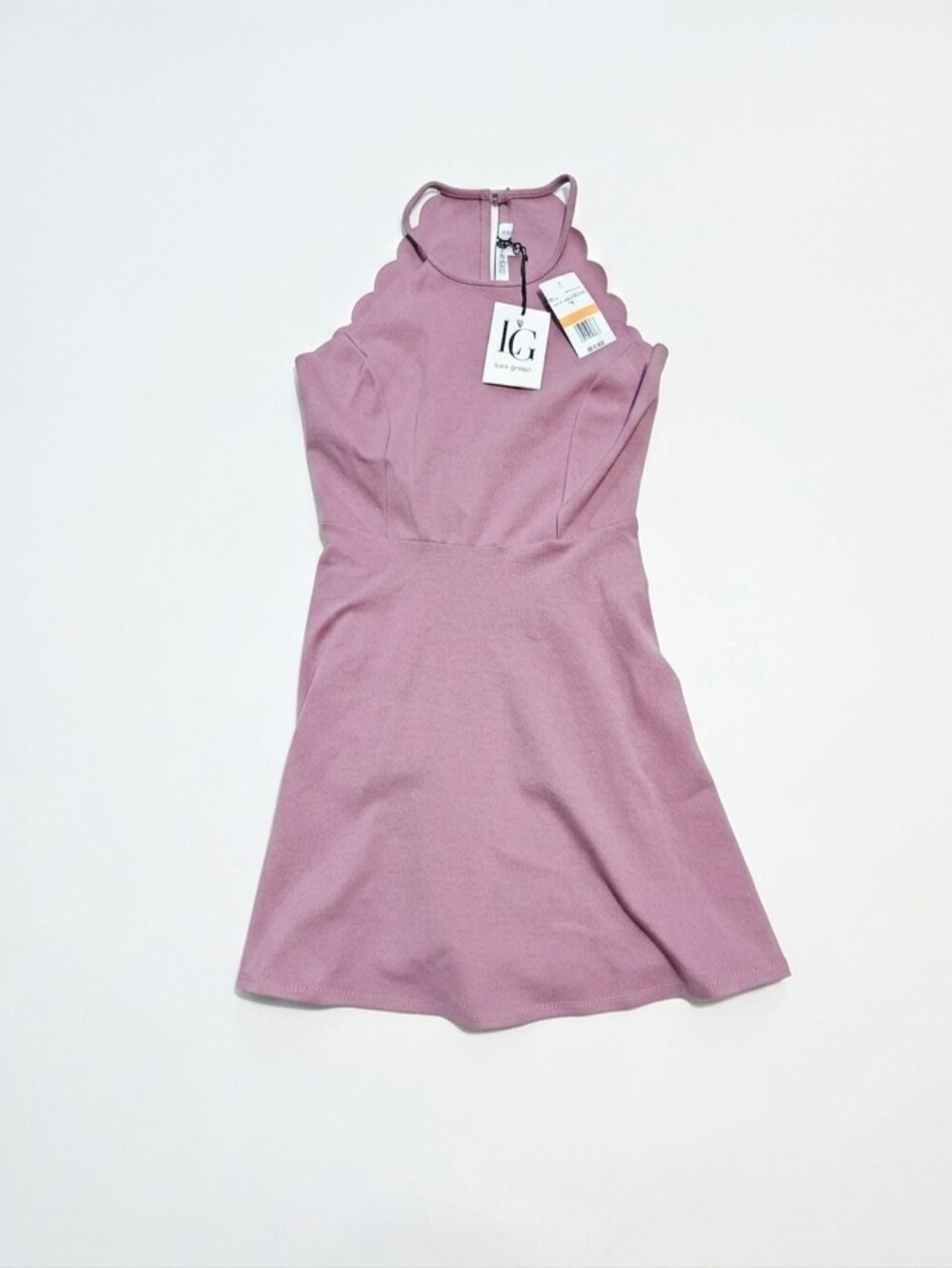 Lola Grace Scallop-Edge Halter Dress - Dusty Mauve